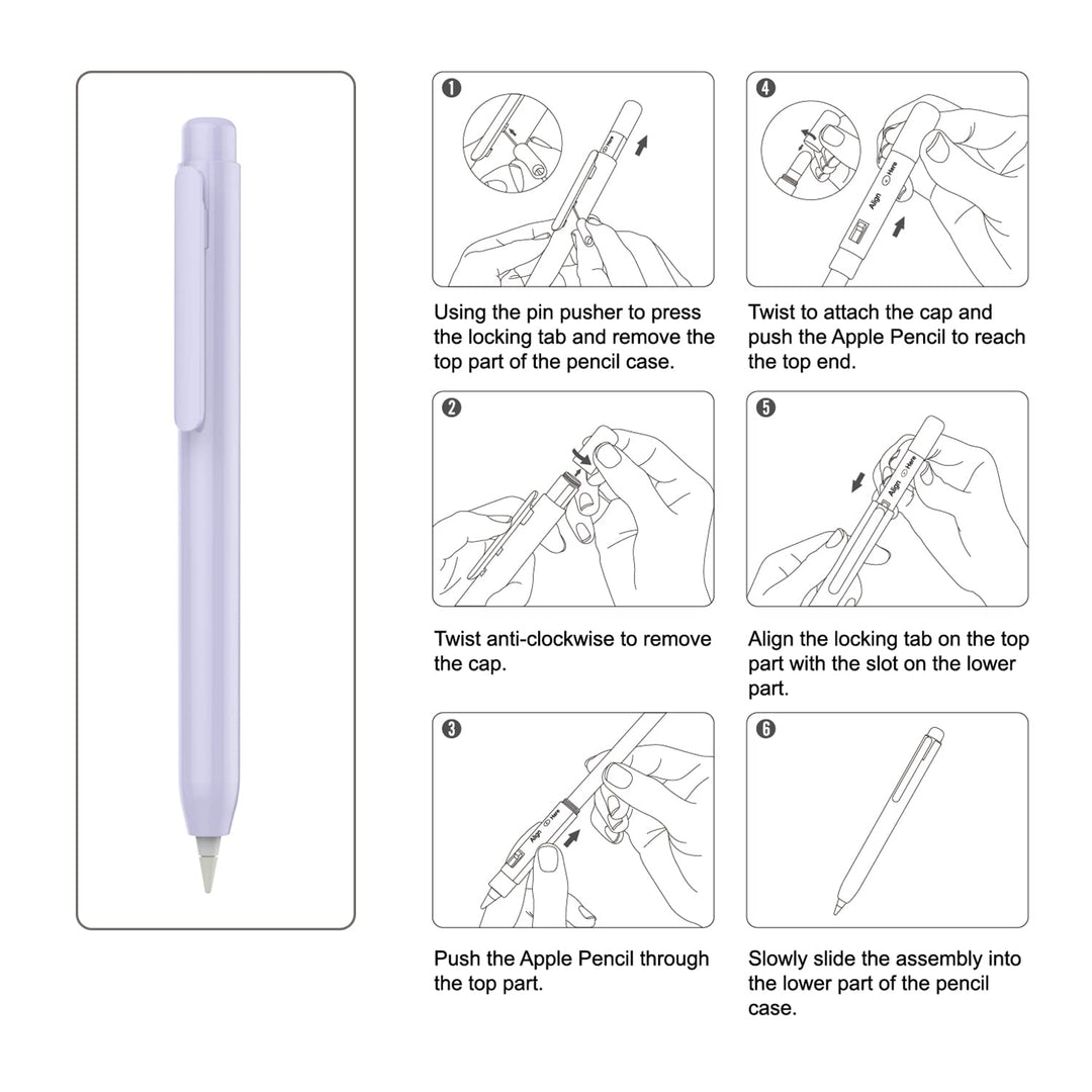 Holder Case Fit Apple Pencil 1st Gen, Retractable Tip Cap Fit New iPad 10th Gen 2022, iPad 9th Gen 2021, iPad 8th Gen 2020, iPad 6th 9.7 2018, iPad Mini 5th Gen Pencil Case Pencil, Taro Purple