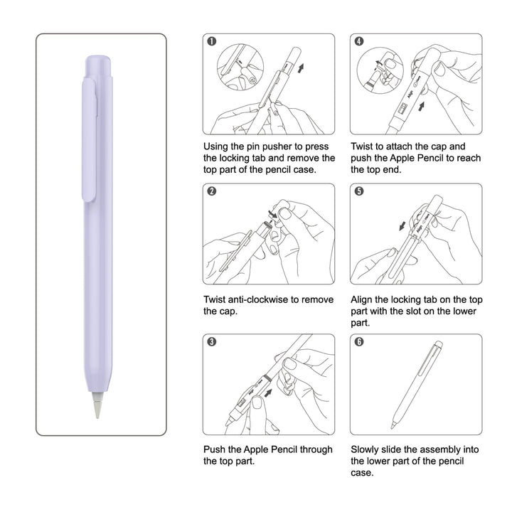 Holder Case Fit Apple Pencil 1st Gen, Retractable Tip Cap Fit New iPad 10th Gen 2022, iPad 9th Gen 2021, iPad 8th Gen 2020, iPad 6th 9.7 2018, iPad Mini 5th Gen Pencil Case Pencil, Taro Purple