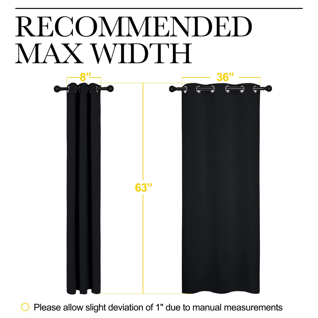 Halloween Pitch Black Solid Thermal Insulated Grommet Blackout Curtains/Drapes for Bedroom Window (2 Panels, 42 inches Wide by 63 inches Long, Black)