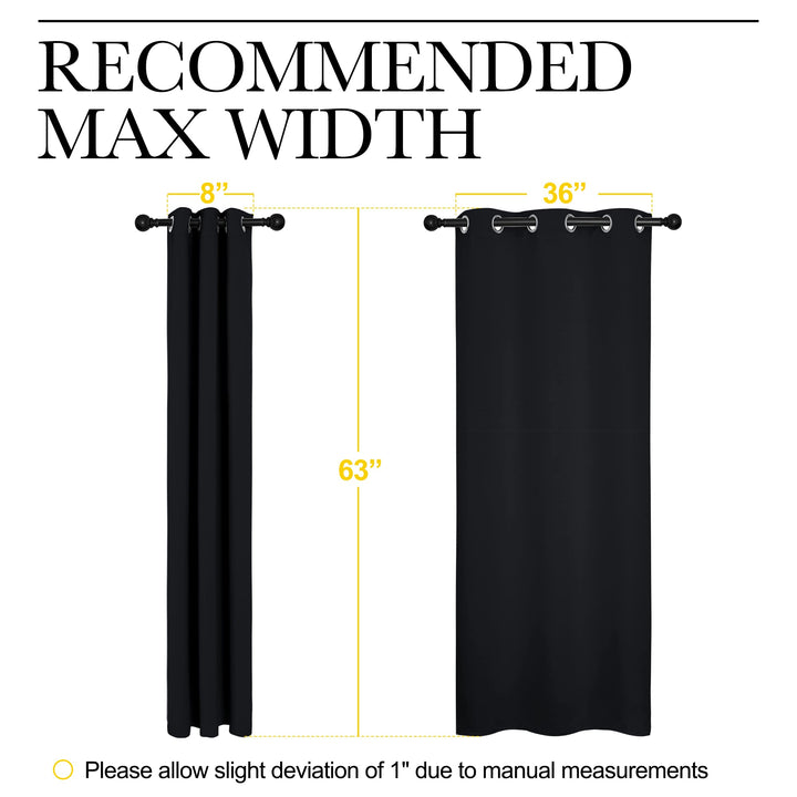 Halloween Pitch Black Solid Thermal Insulated Grommet Blackout Curtains/Drapes for Bedroom Window (2 Panels, 42 inches Wide by 63 inches Long, Black)