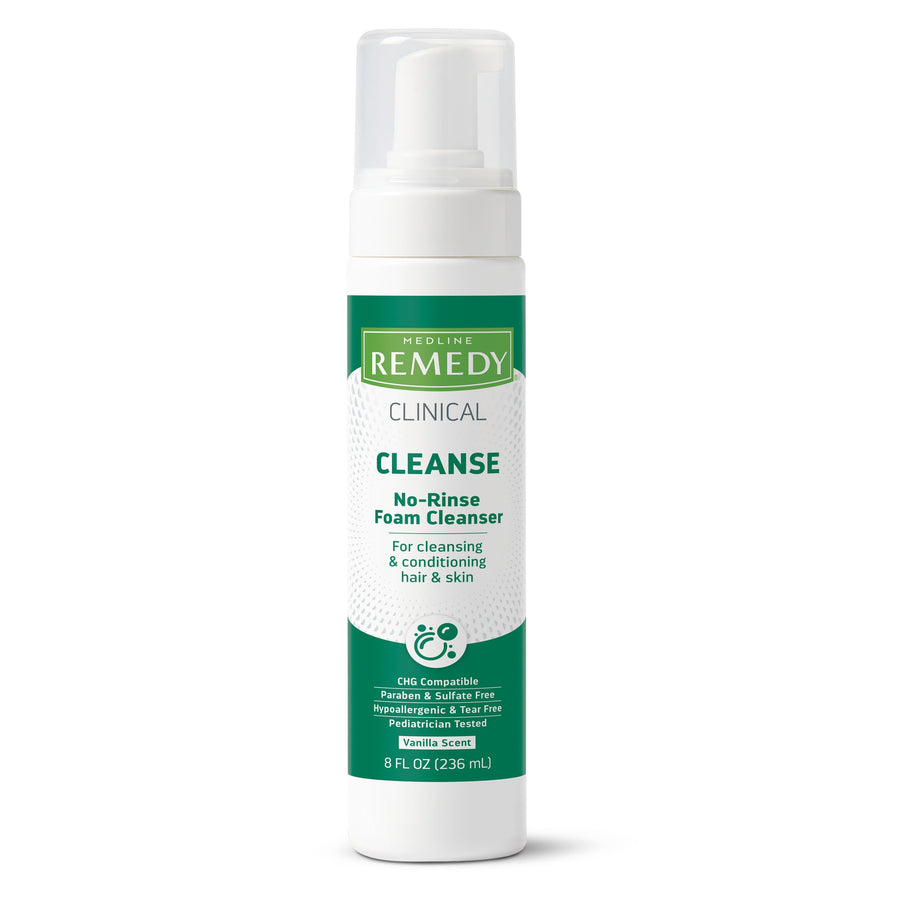 Clinical No-Rinse Foam Cleanser, Vanilla Scent (8 fl oz), No Rinse Shampoo and Body Cleanser for Sensitive Skin, Hydrating, Paraben and Sulfate Free, For Face, Body, and Hair, All Ages