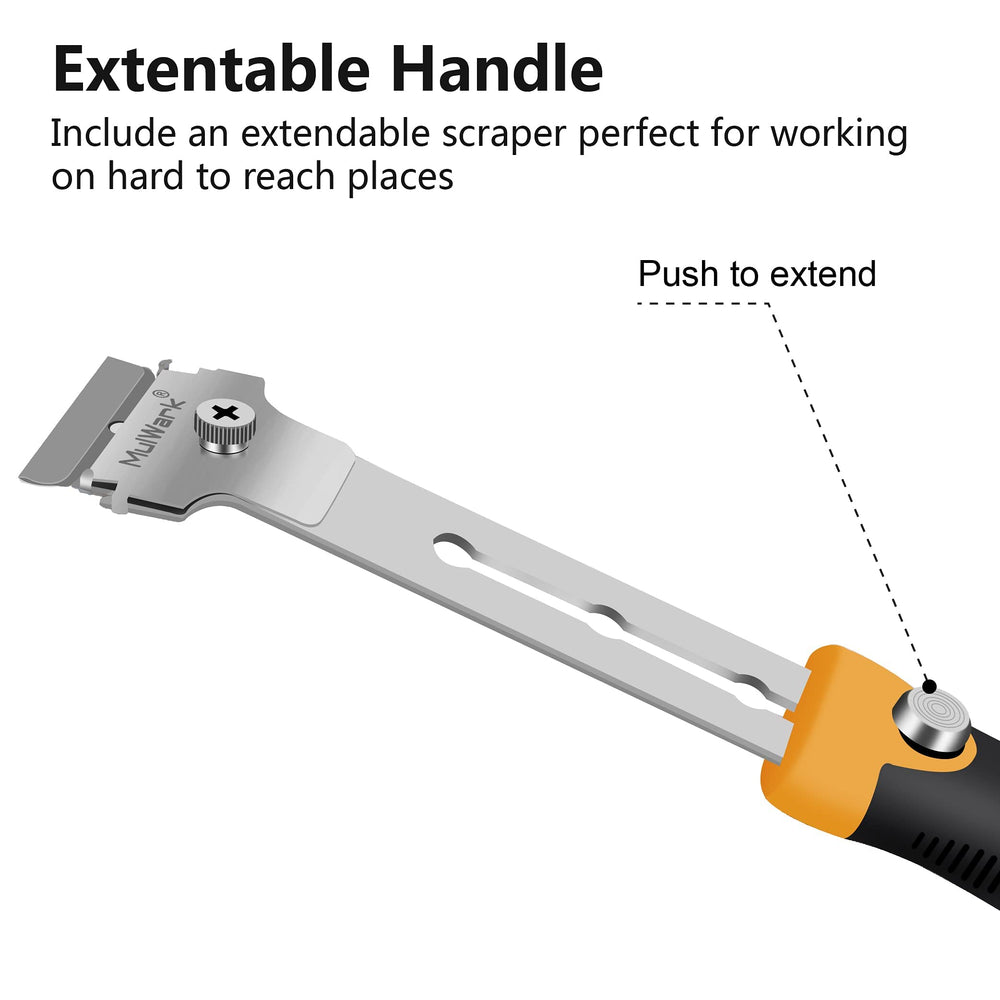 Multi-Purpose Razor Blade Scraper | Razor Scraper Set w/ 10pcs Extra Blades Cleaning Scraper Tool - Window Scraper, Glass Scraper, Blade Scraper, Paint Scraper, Oven Scraper- Extendable-Handle Design