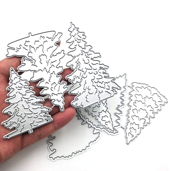 7 Pcs Christmas Tree Metal Die Cuts, Merry Christmas Tree DIY Cutting for Embossing Card Making Photo Decorative Paper Dies Scrapbooking