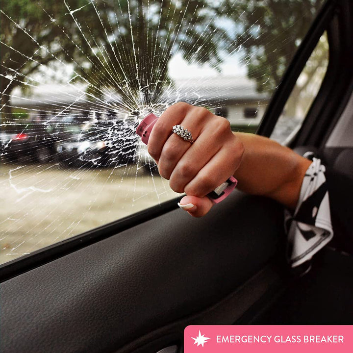 Guard Dog Pepper Spray with Window Breaker | 3-in-1 Car Safety Tool | Self Defense Keychain | Maximum Strength | 16 Feet Distance Defense (Pink)