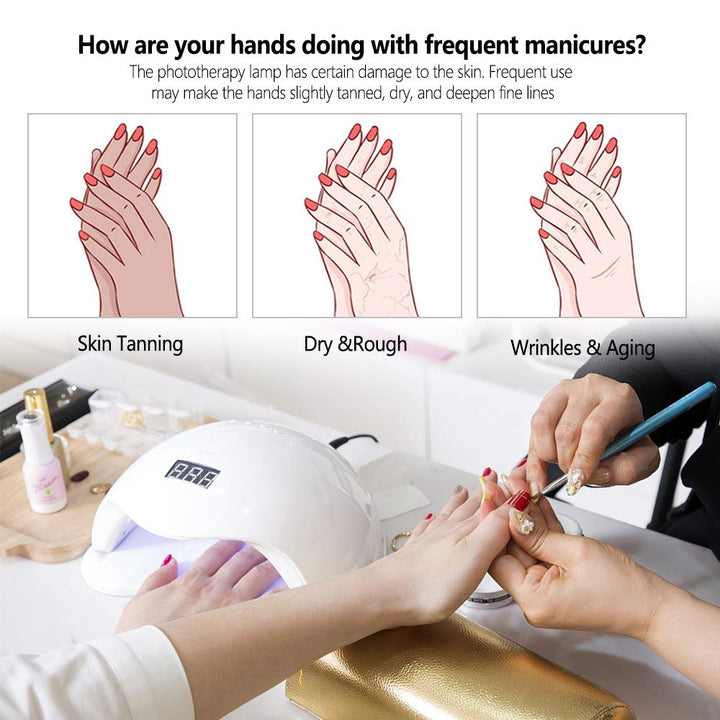 1 Pairs Anti-UV Shield Glove, UPF50+ Fingerless UV Protection Glove for UV and LED Manicure Lamps Dryer Nail Art Skin Care Glove (Black)