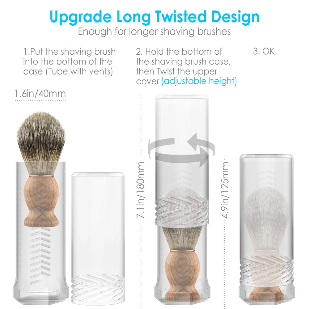 Shaving Brush Travel Case, Shave Brush Holder Stand with Adjustable Height Compatible Most of Shaving Brushes (Brush not Included) White