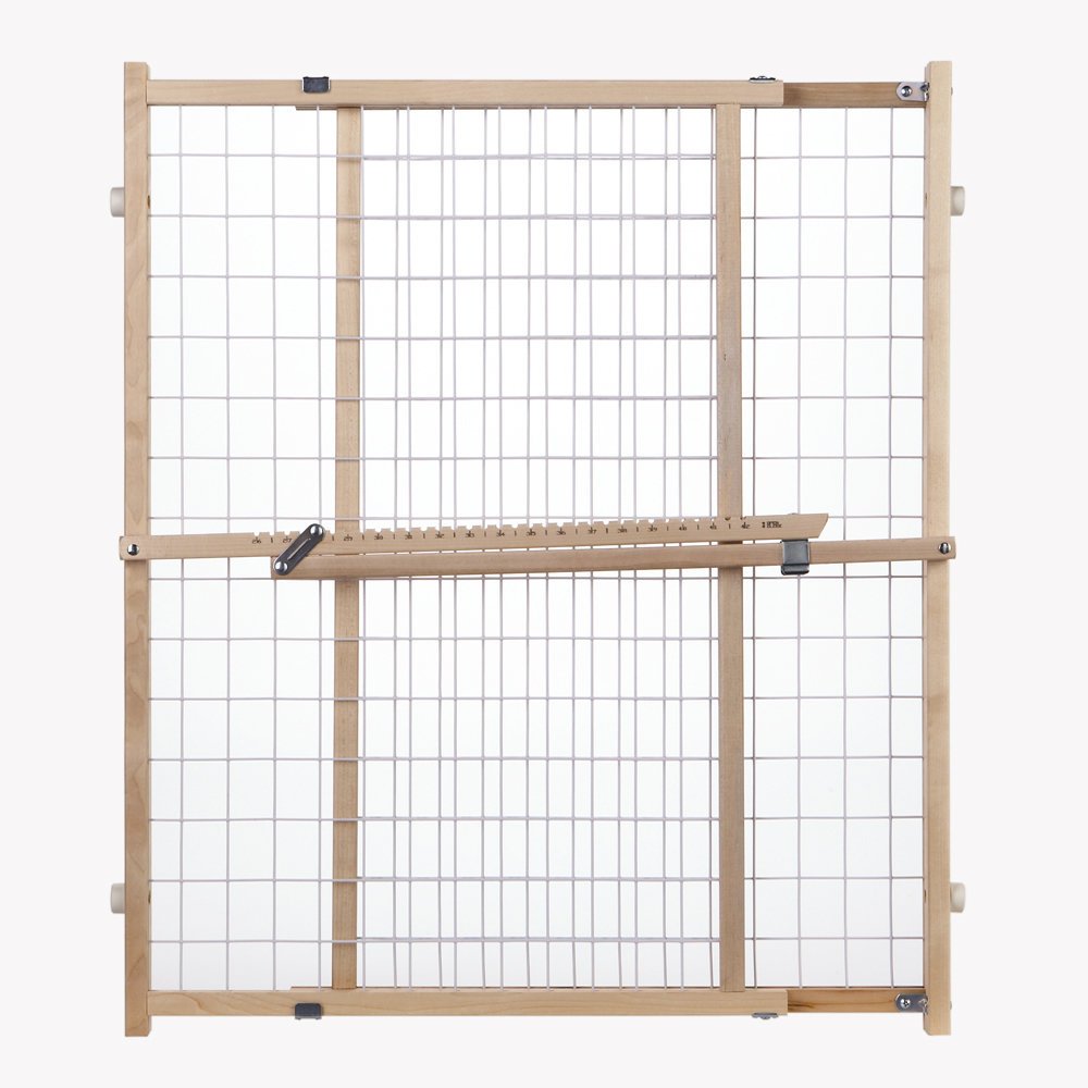 North States Wire Mesh Dog Gate: 29.5-50 Wide. Pressure Mount. No tools needed. Dog Gate 31 Tall, Expandable, Durable Dog Gates for Doorways, Sustainable Hardwood