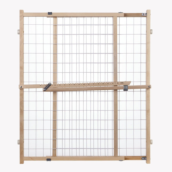 North States Wire Mesh Dog Gate: 29.5-50 Wide. Pressure Mount. No tools needed. Dog Gate 31 Tall, Expandable, Durable Dog Gates for Doorways, Sustainable Hardwood