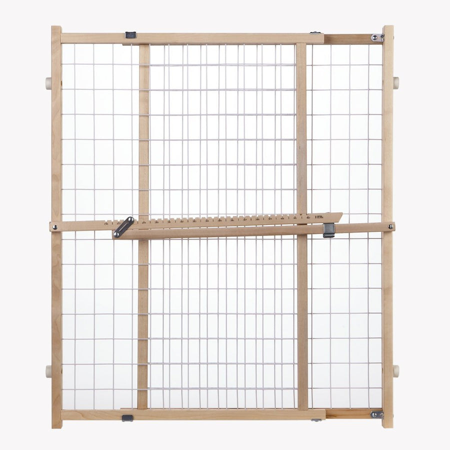 North States Wire Mesh Dog Gate: 29.5-50 Wide. Pressure Mount. No tools needed. Dog Gate 31 Tall, Expandable, Durable Dog Gates for Doorways, Sustainable Hardwood