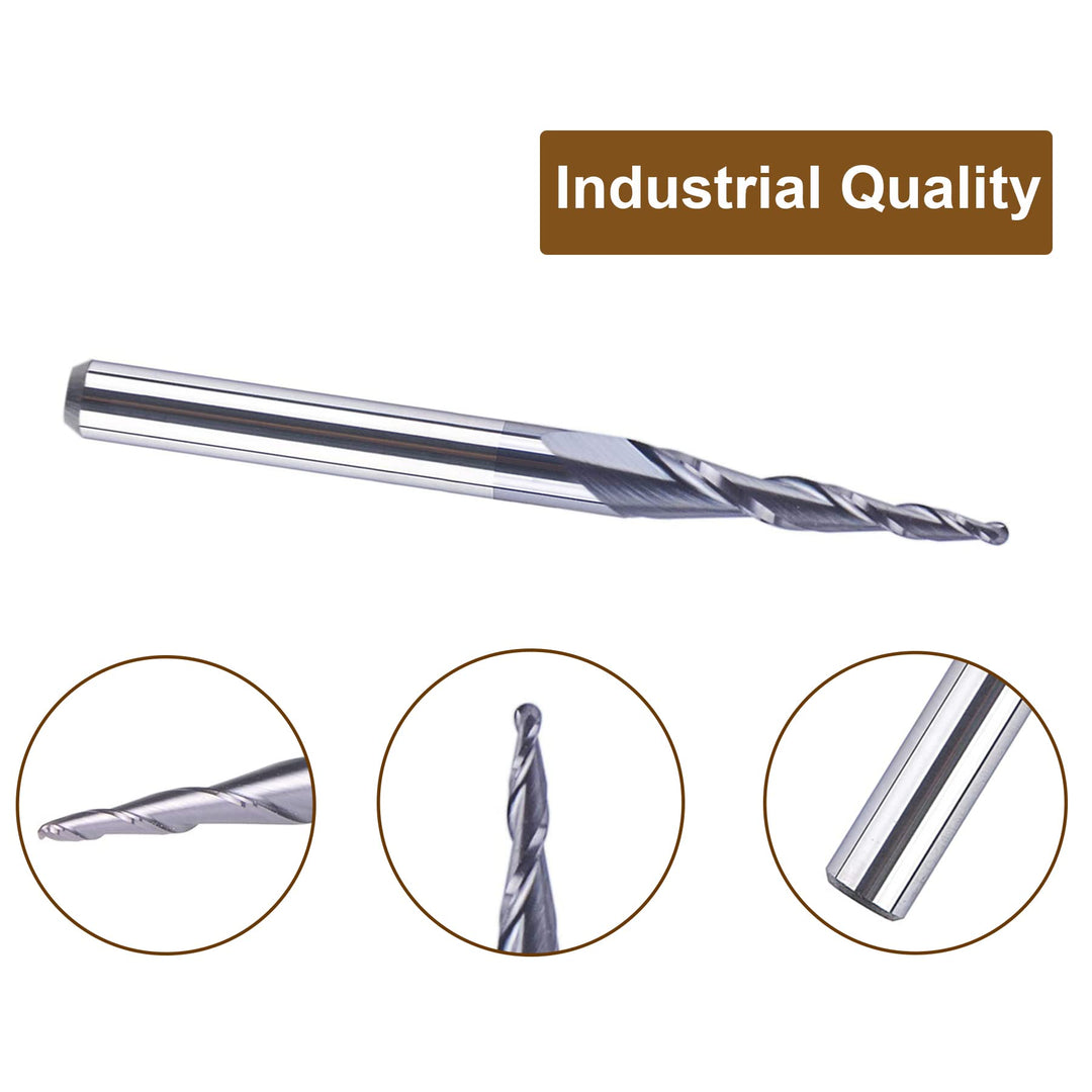 5Pc/Pack Tapered Cone 1/8 End Mills 0.5MM Cutting Radius(1.0mm Diameter) 3D Wood Engrave CNC Router Bits Tools
