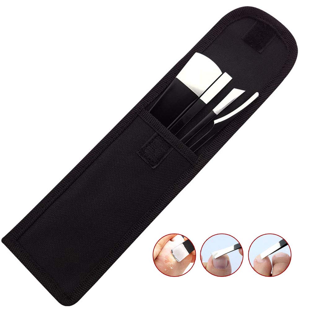Pedicure Knife Set, 4Pcs Professional Stainless Steel Ingrown Toenail Knife Tools with Storage Bag Nail Knives Cuticle Remover for Feet Ingrown Toe Nail Correction Pedicure Tools Kit