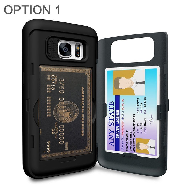 CX PRO Wallet Cover Designed for Galaxy S7 Case with Hidden Card Holder - Black