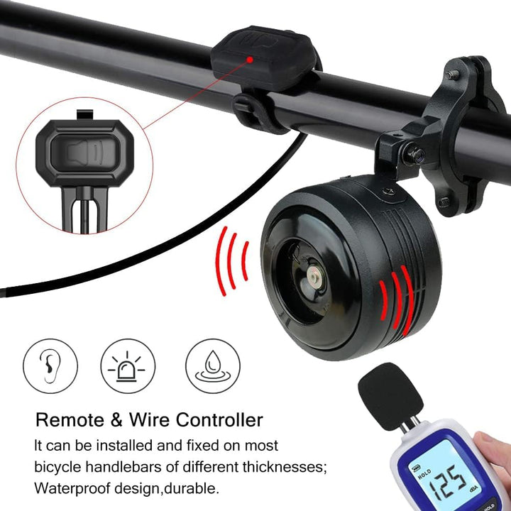 Bike Bell Alarm Horn with Remote, USB Rechargeable, Waterproof, Anti-Theft Vibration Alarm for Bikes/Scooters (1 Pack)