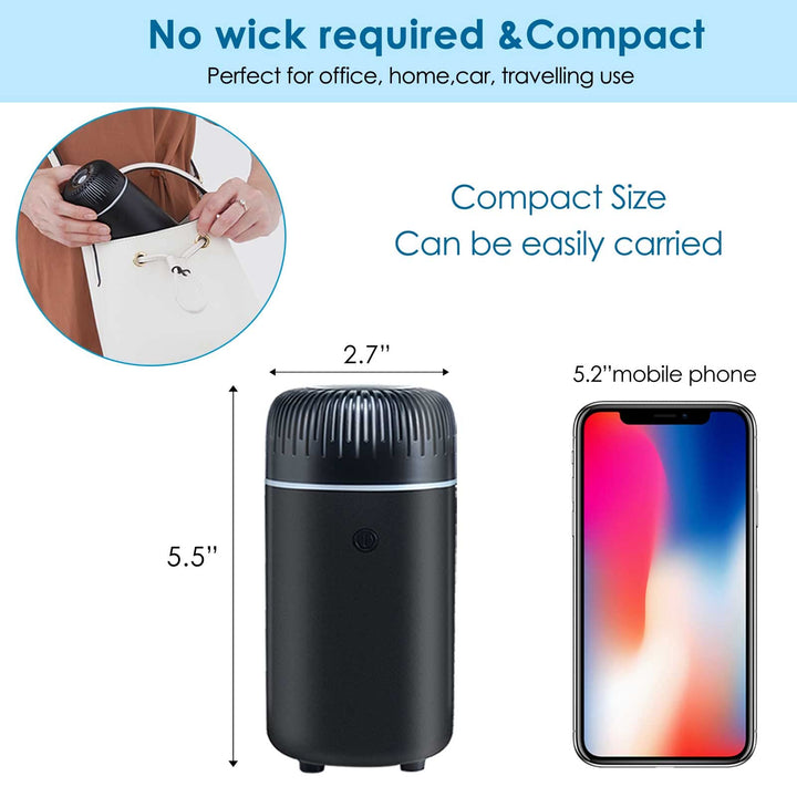 Car Diffuser Humidifier USB Aromatherapy Essential Oil Diffuser Car Air Freshener Diffuser USB Cool Mist Mini Portable Diffuser for Car Home Office Bedroom (Black)