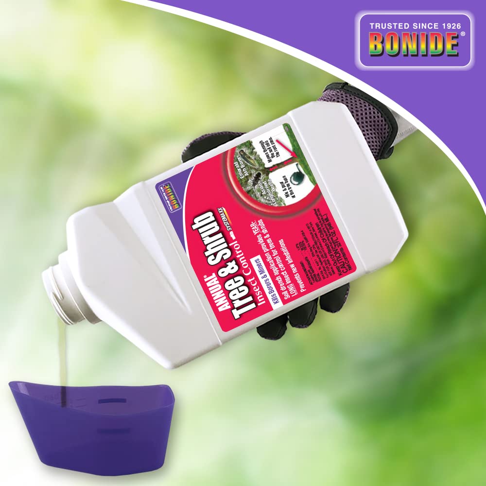 Annual Tree & Shrub Insect Control with Systemaxx, 32 oz Concentrate, Year Long Protection and Bug Killer