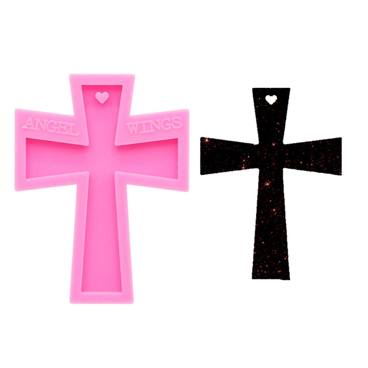 Cross Shape Silicone Molds Key Ring Pendant Resin Mold Cross Necklace Silicone Molds Bag Luggage Pendant Silicone Mold Epoxy Resin Craft Clay Mold