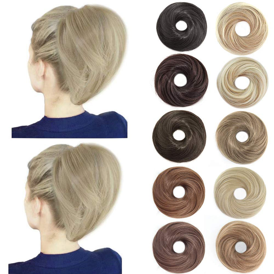 Tousled Synthetic Hairpiece Scrunchies Straight Elastic Updo Scrunchy Bun For Women