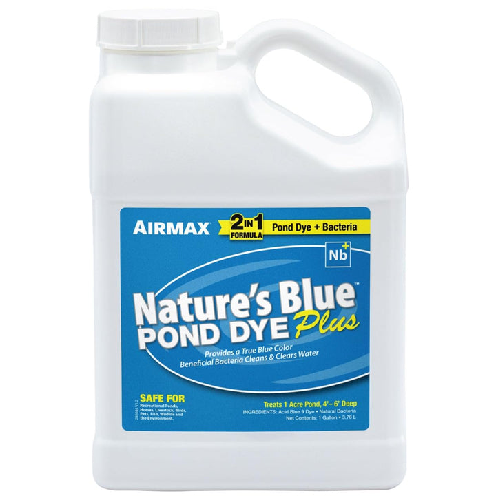 Pond Dye Plus, Nature's Blue Colorant & Natural Beneficial Bacteria, Large Pond & Lake Water Clarifier & Color Treatment, Shade Plants & Algae from Sunlight, Fish & Livestock Safe, 1 Gallon