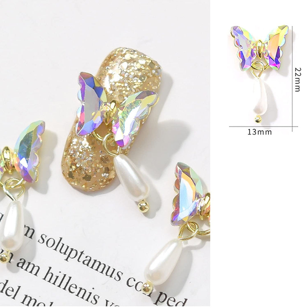 24pcs Zircon Butterflies 3D Dangle Nail Charms For Nails Women 3D Nail Charms For Nail Art Luxary Alloy Butterfly Nail Gems Crystals Butterfly Nails Designs Accessories For Acrylic Nails