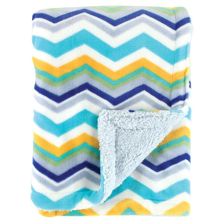 Unisex Baby Plush Mink and Sherpa Blanket, Blue, One Size