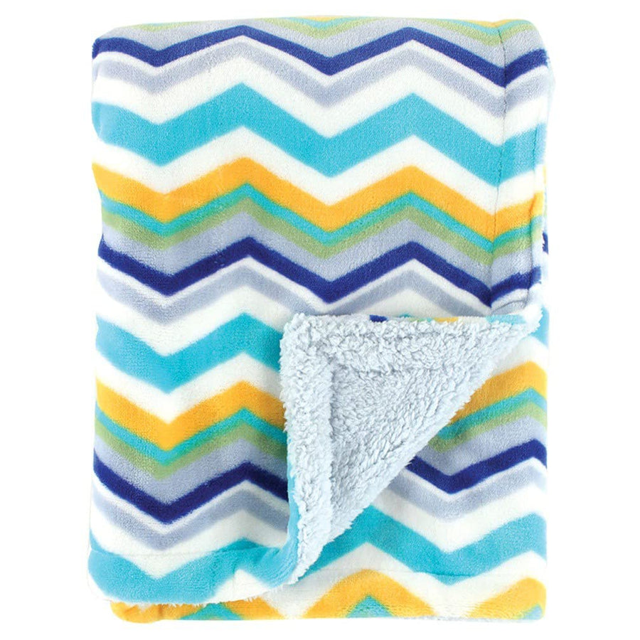 Unisex Baby Plush Mink and Sherpa Blanket, Blue, One Size