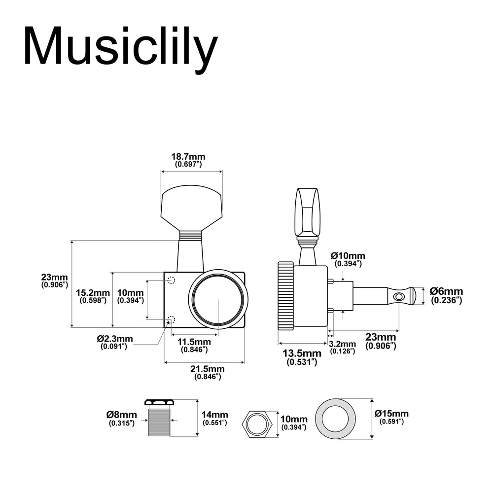 Pro 6-inline 2-pins Guitar Locking Tuners Machine Heads Tuning Pegs Keys Set for Fender Strat/Tele Style Electric Guitar, Chrome
