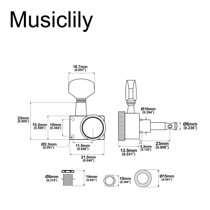 Pro 6-inline 2-pins Guitar Locking Tuners Machine Heads Tuning Pegs Keys Set for Fender Strat/Tele Style Electric Guitar, Chrome