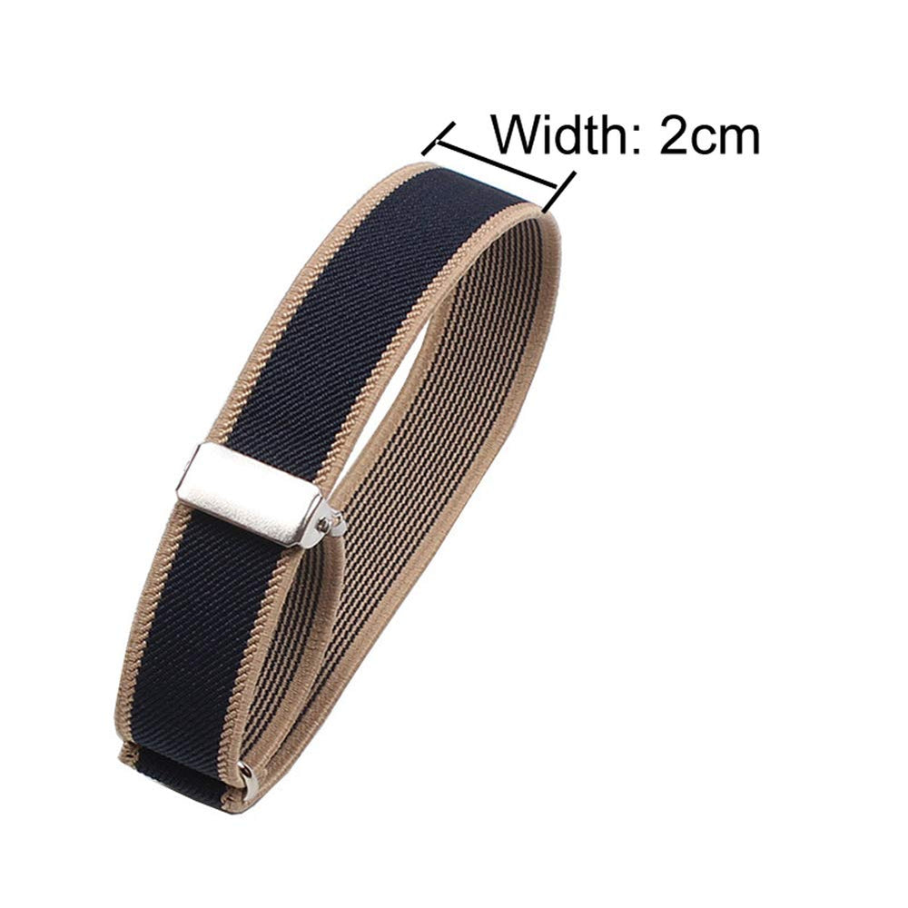 4 Pieces (2 Pairs) Unisex Elastic Adjustable Armbands Anti-Slip Shirt Sleeve Holders Adjustable Arm Shirt Garters Hold Up Sleeve Garters Elastic Armbands, Blue with Beige Edge