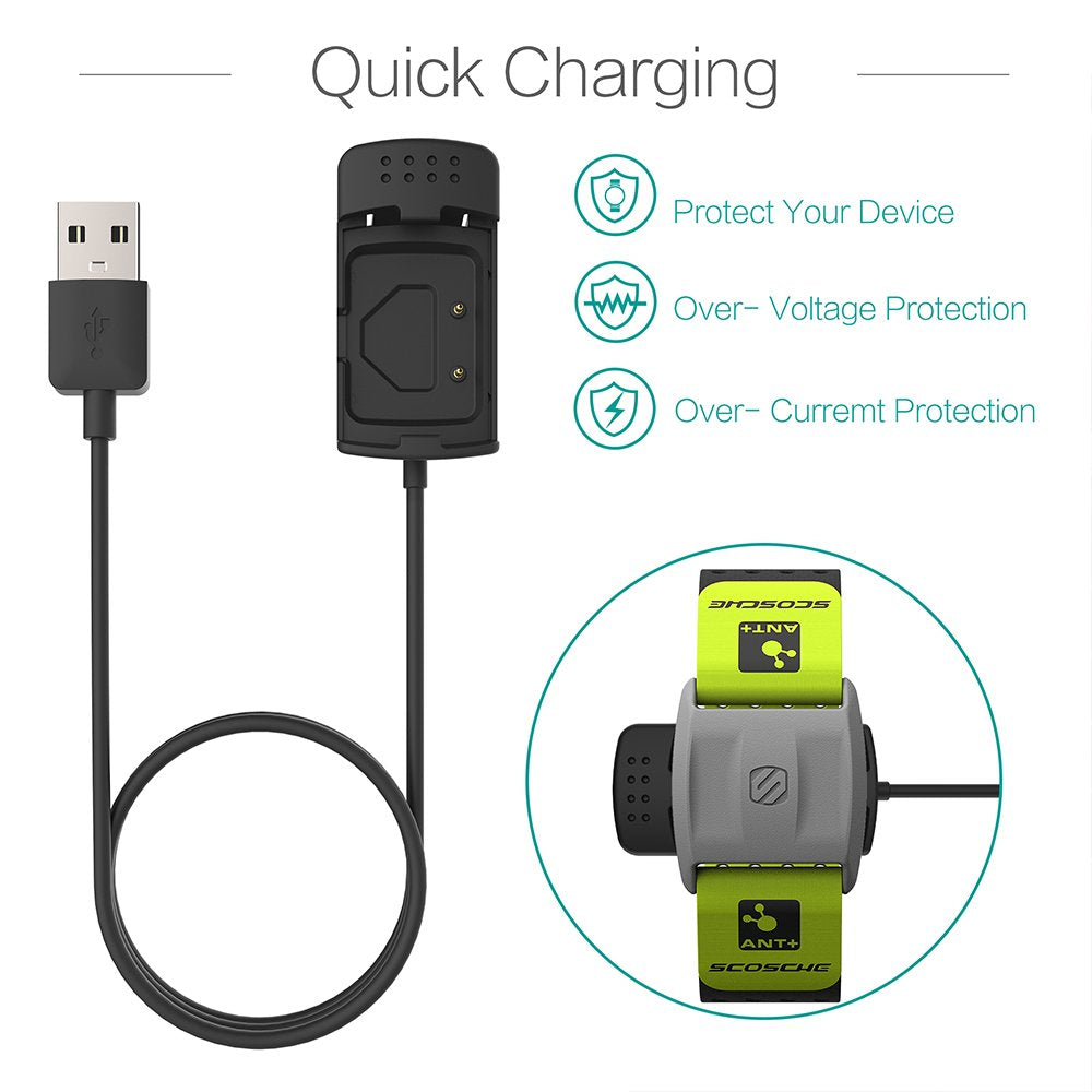 Charger Compatible with Scosche Rhythm+ Plus - USB Charging Cable 100cm - Heart Rate Monitor Accessories