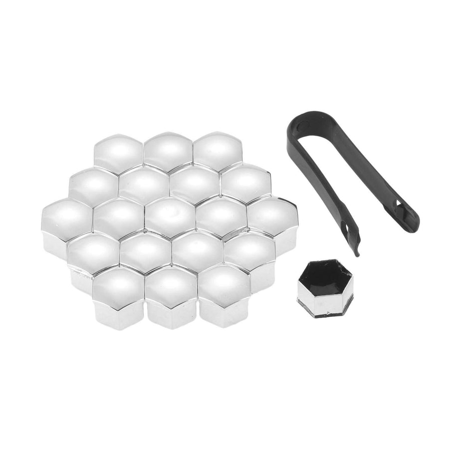 20PCS Wheel Lug Nut Caps, 19mm Silver Wheel Nut Hub Screw Cover, Universal Bolt Dust Protectior with Removal Tool Replacement for Cars Automotive