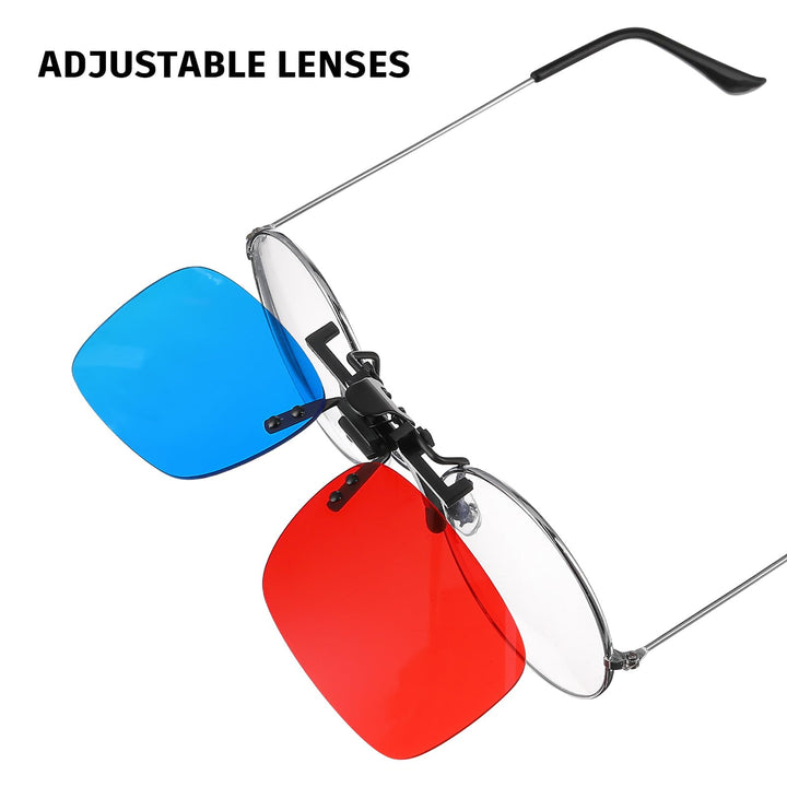Artibetter Red Blue 3D Clip on Glasses for 3D TV Cinema Films DVD Viewing Home Movies (Without Glass Frame)
