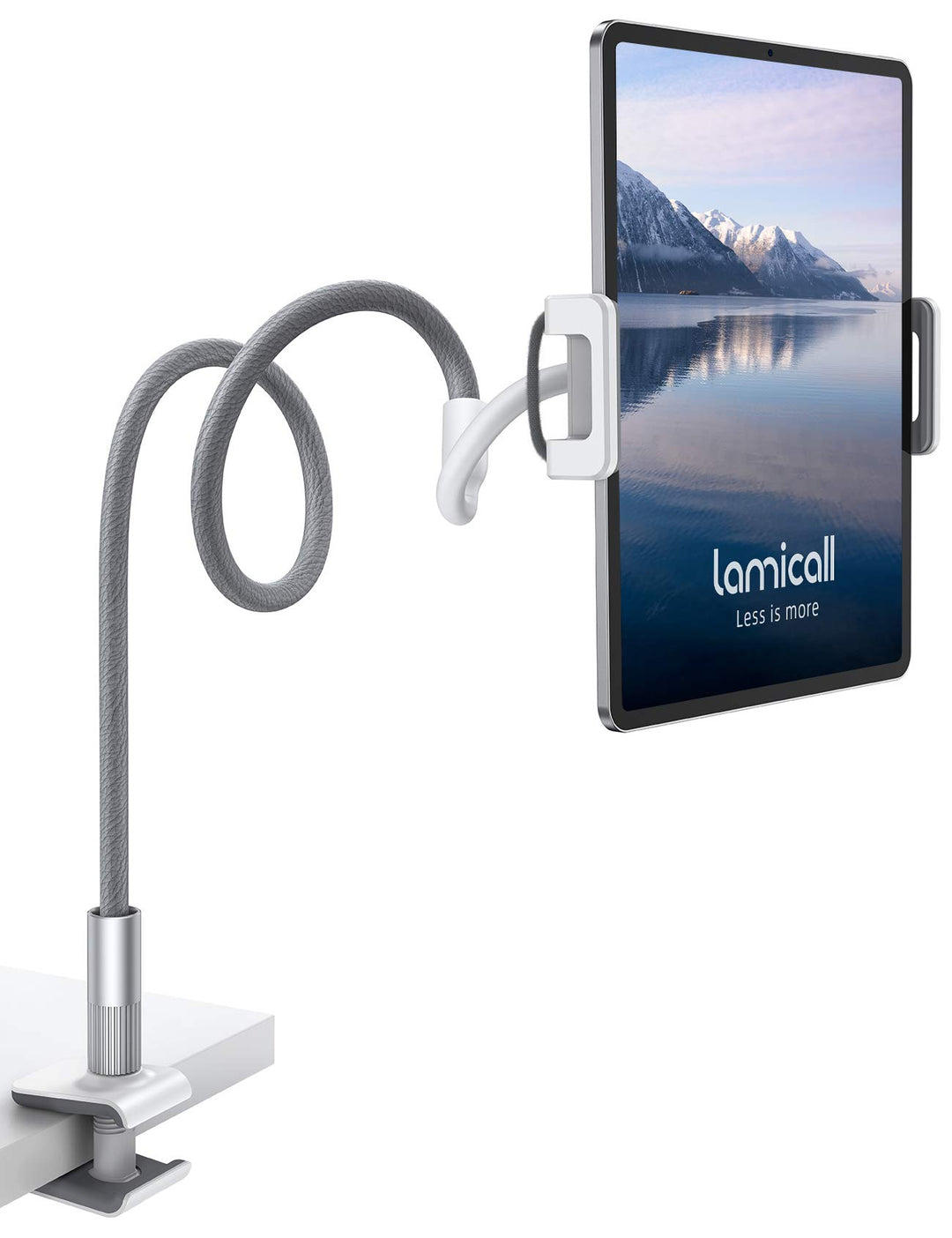 Gooseneck Tablet Holder, Tablet Stand : Flexible Arm Clip Tablet Mount Compatible with iPad Mini Pro Air, Kindle, Switch, Galaxy Tabs, More 4.7-10.5 Devices - Gray