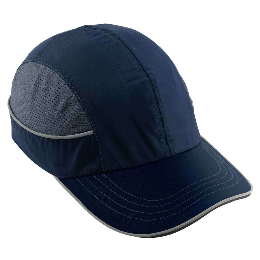 Safety Bump Cap, Baseball Hat Style, Comfortable Head Protection, Long Brim, Skullerz 8950, Navy Blue, Long