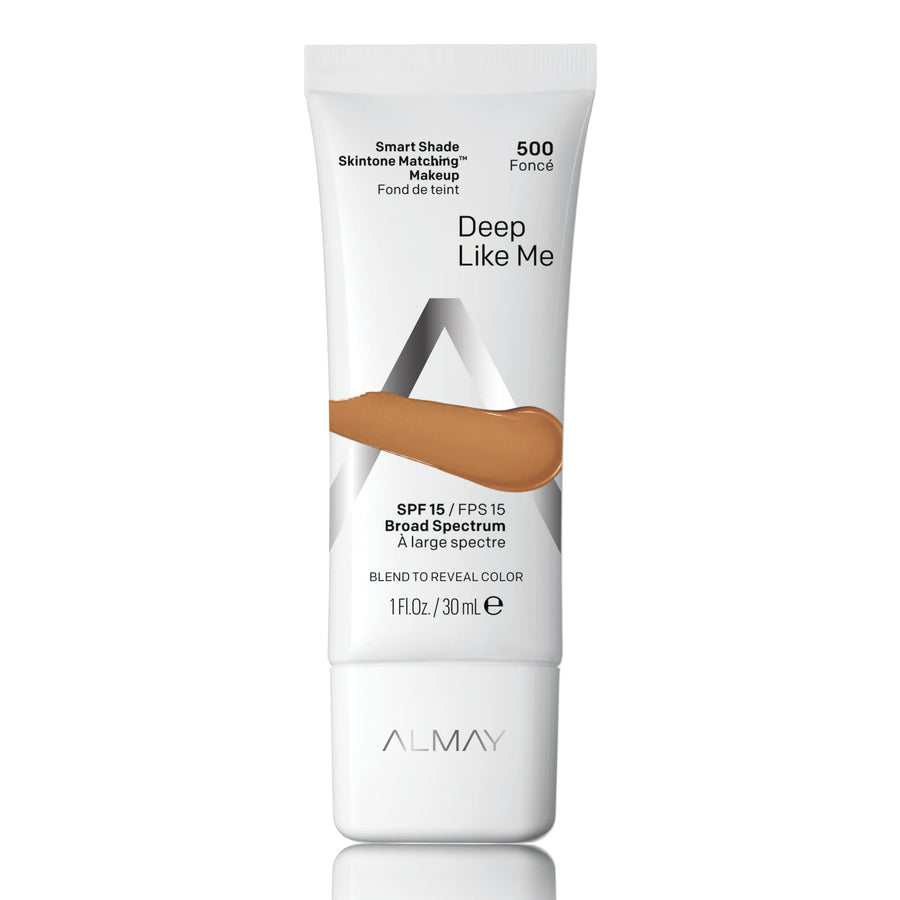 Smart Shade Skintone Matching Makeup, Medium Coverage Natural Finish Foundation with SPF 15, Hypoallergenic, Cruelty Free, -Fragrance Free, Dermatologist Tested, 500 Deep Like Me, 1 oz