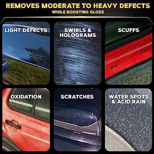 Meguiar's Mirror Glaze M10508 Ultra-Cut Compound - Professional Grade Formula with Fast Cutting Action That Removes Scratches, Heavy Swirls and More - 8 Oz