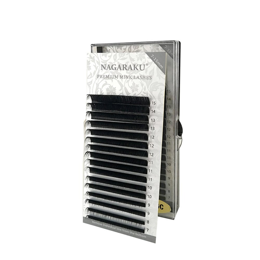 Eyelash Extensions Individual Lashes 0.07mm D curl 7-15mm Mix Tray Classic Matte Black Soft Natural Faux Mink 16 rows