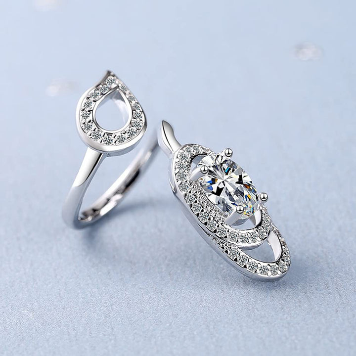 Crystal Fingernail Rings Adjustable Open Rhinestone Nail Cover Ring Decorative Knuckle Nail Art Charm Rings Finger Jewelry Decoration for Salon White