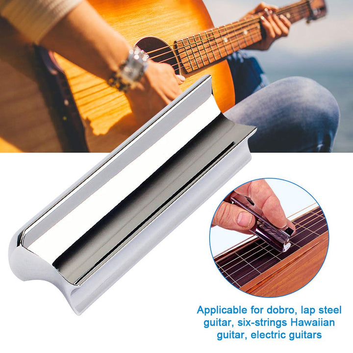 Stainless Steel Guitar Slide Tone Bar for Dobro, Lap Steel Guitar, Hawaiian Guitar, Electric Guitar Accessories - Chrome