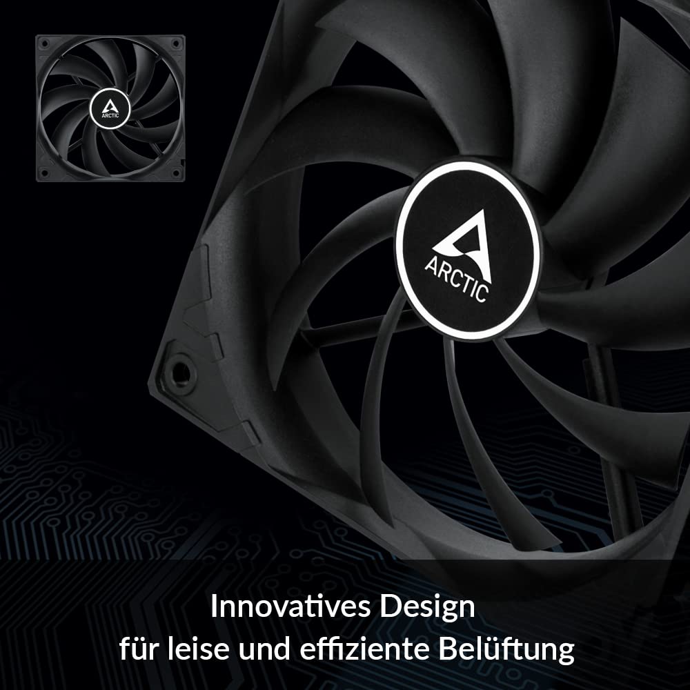 F12 (5 Pack) - 120 mm Standard Case Fan, Low Noise, Quiet Motor, Computer, Fan Speed: 1350 RPM - Black