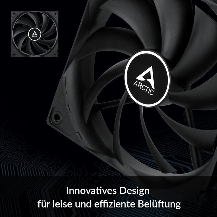 F12 (5 Pack) - 120 mm Standard Case Fan, Low Noise, Quiet Motor, Computer, Fan Speed: 1350 RPM - Black
