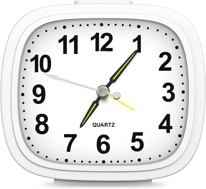 Analog Alarm Clocks for Bedrooms, Newest 4'' Super Silent Non Ticking Battery Operated Small Analog Clock, Ascending Beep Sounds Snooze Light Functions Loud Alarm Clock for Heavy Sleepers