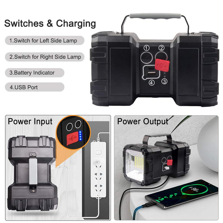 Rechargeable Flashlight, LED Spotlight Flashlight 10000 Capacity 1200LM 20h Ultra-Long Standby 3+4 Lights Modes Camping Flashlight Waterproof with USB Output as a Power Bank