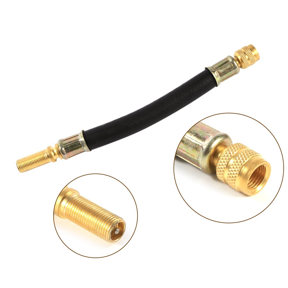 4X Tyre Valve Extension Dual Flexible Tire Wheel Bus Truck Transit Adaptor 140mm + 2pcs Clamps