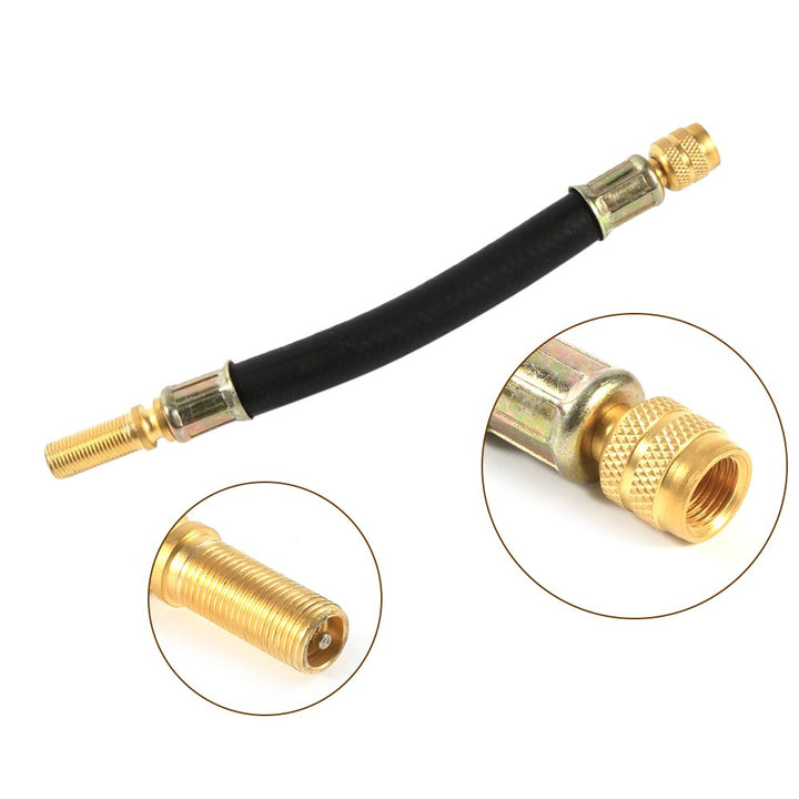 4X Tyre Valve Extension Dual Flexible Tire Wheel Bus Truck Transit Adaptor 140mm + 2pcs Clamps