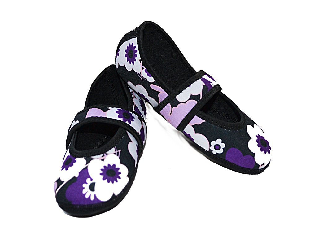 Betsy Lou Women's Shoes, Foldable & Flexible Flats, Slipper Socks, Travel Slippers & Exercise Shoes, Dance Shoes, Yoga Socks, House Shoes, Indoor Slippers, Purple Flowers, Large