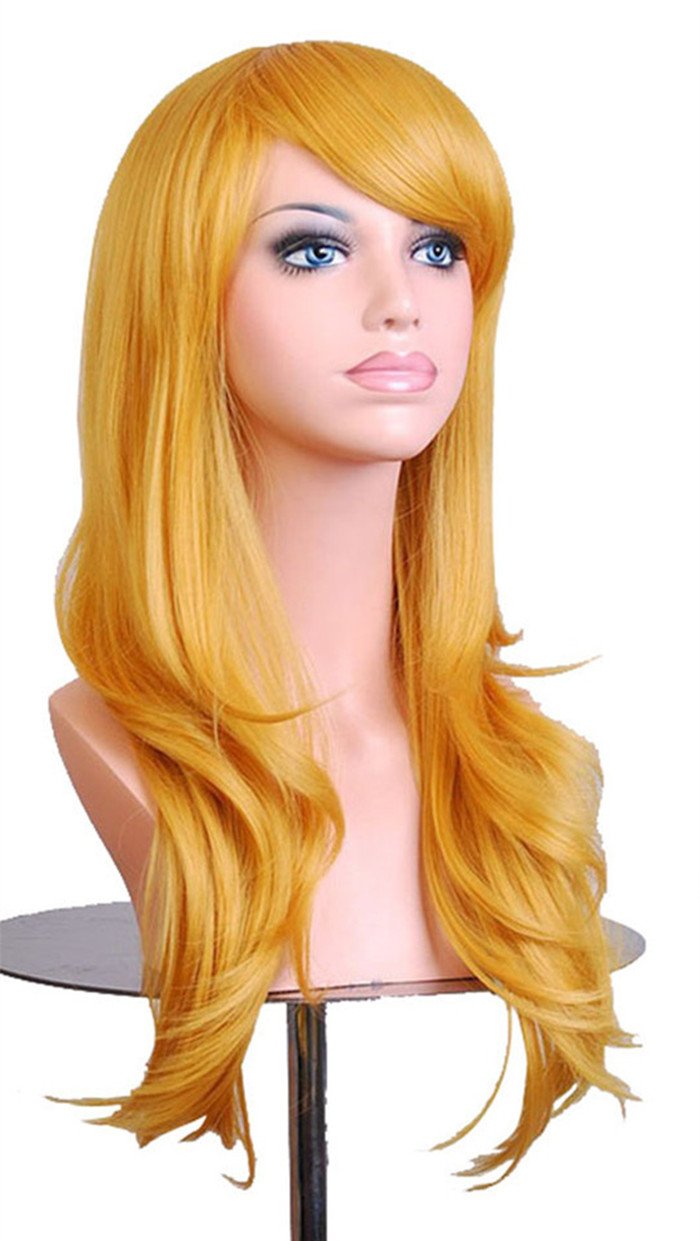 Wigs 28 Long Wavy Hair Heat Resistant Cosplay Wig for Women (Yellow)