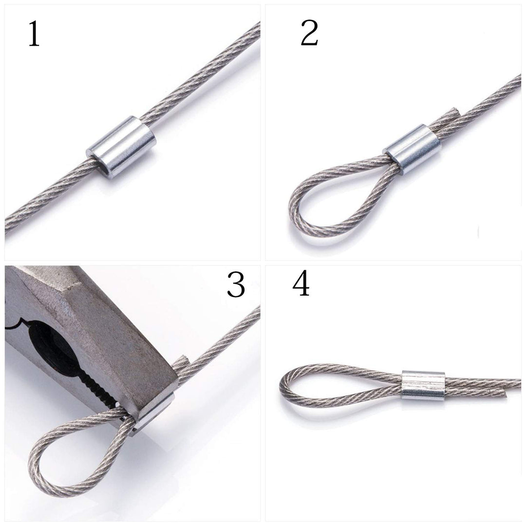 1/16 inch Cable Ferrule 300PCS, Aluminum Crimping Loop Sleeve for Wire Rope and Cable