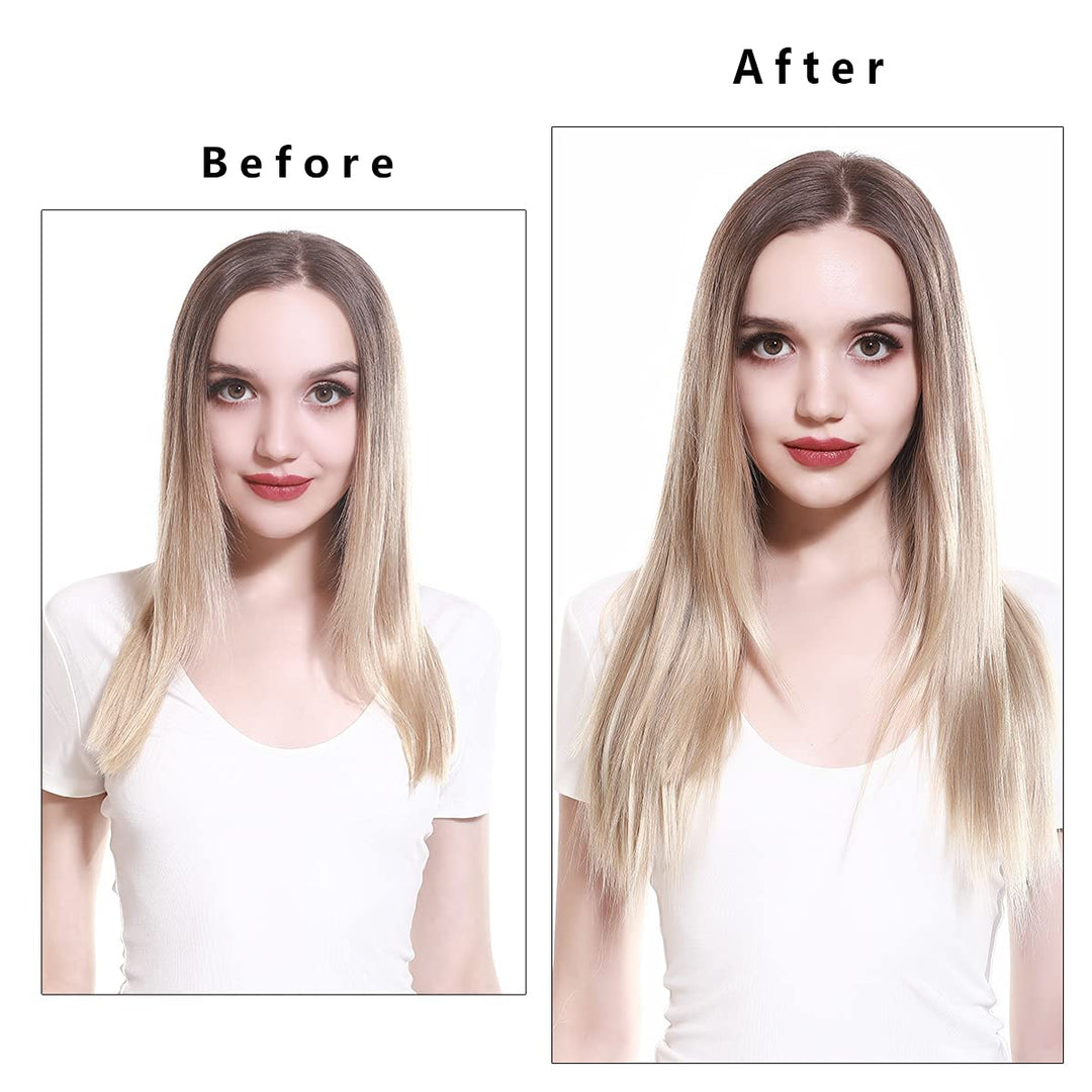 Invisible Wire Hair Extensions Straight Long Synthetic Hairpieces 22 Inch Adjustable Transparent Headband for Women Black Brown