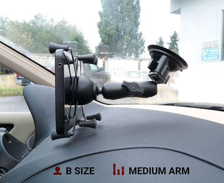 RAM Mounts RAM-B-166-UN8U X-Grip with RAM Twist-Lock Suction Cup Mount for 7-8 Tablets with Medium Arm for Vehicle Windshields