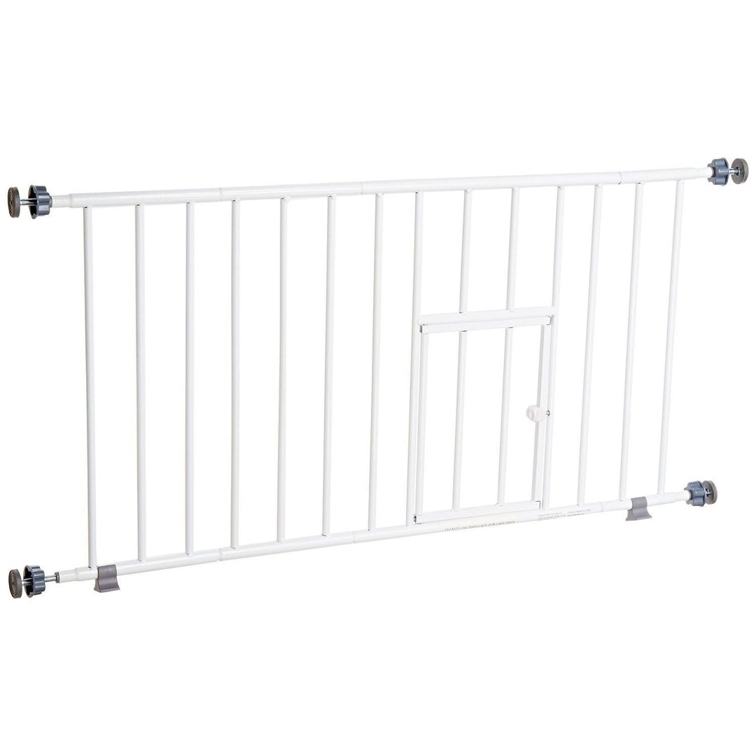 MINI Expandable Extra Wide Pet Gate with Small Pet Door (916006), White, 18-31 inches